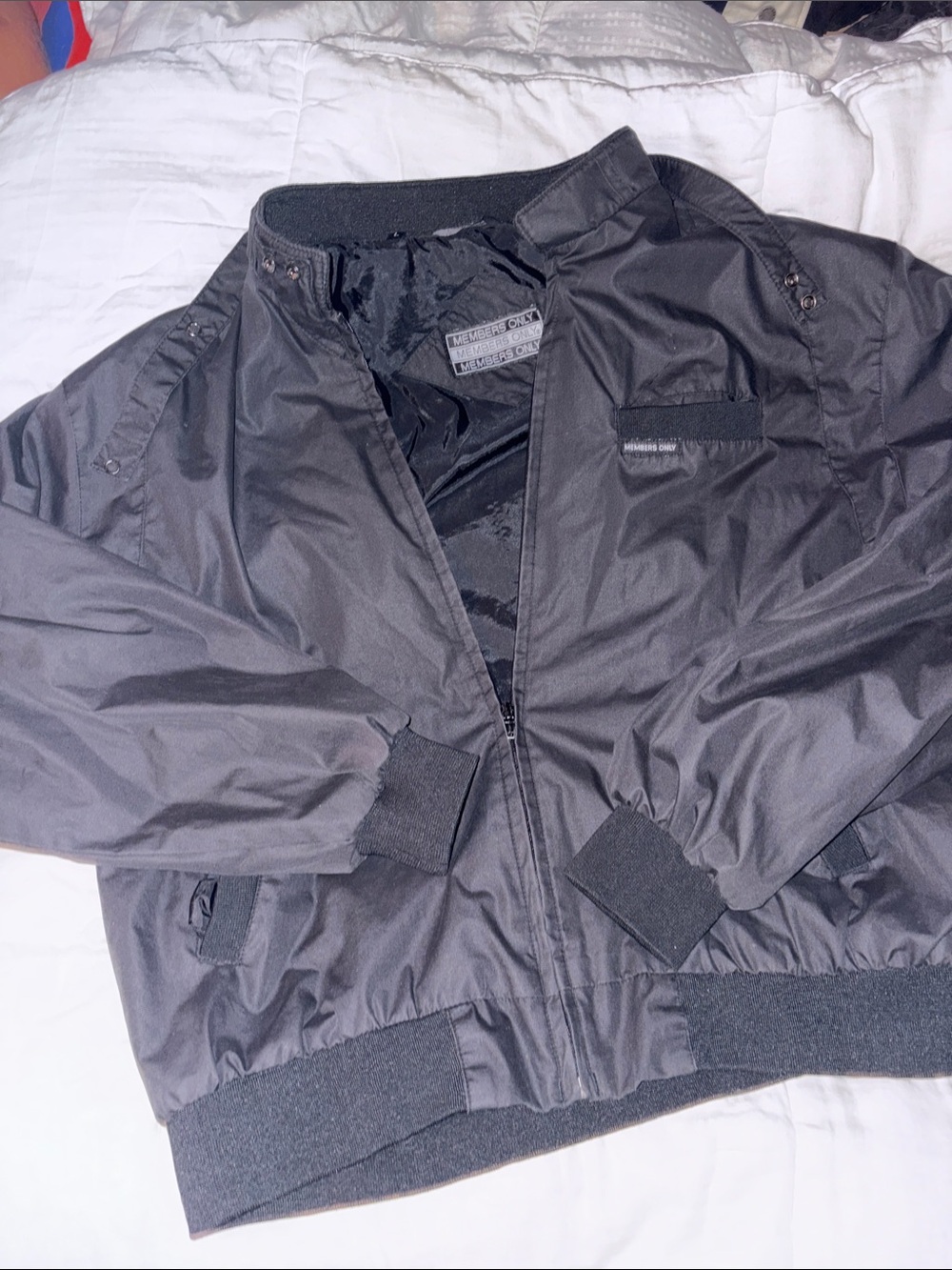 Members Only Black Men's Varsity-Style Bomber Jacket Men’s Large